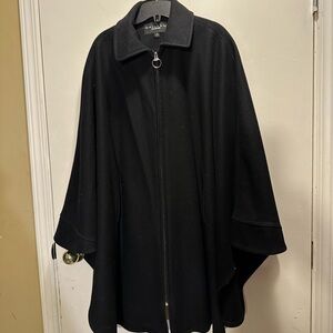 Wool Cape Coat • Zip Cape Jacket with Side Pocket (Classic Style)